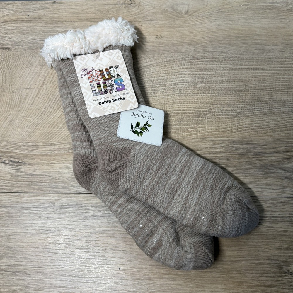 MUK LUKS Womens Cabin Socks Size S/M 6-8 Fair Isle Jojoba Infused Lined NWT